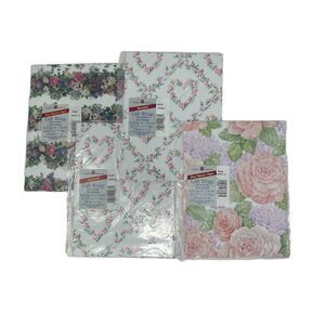 American Greetings Vintage Floral Heart Gift Wrap Wedding Romantic Lot of 4